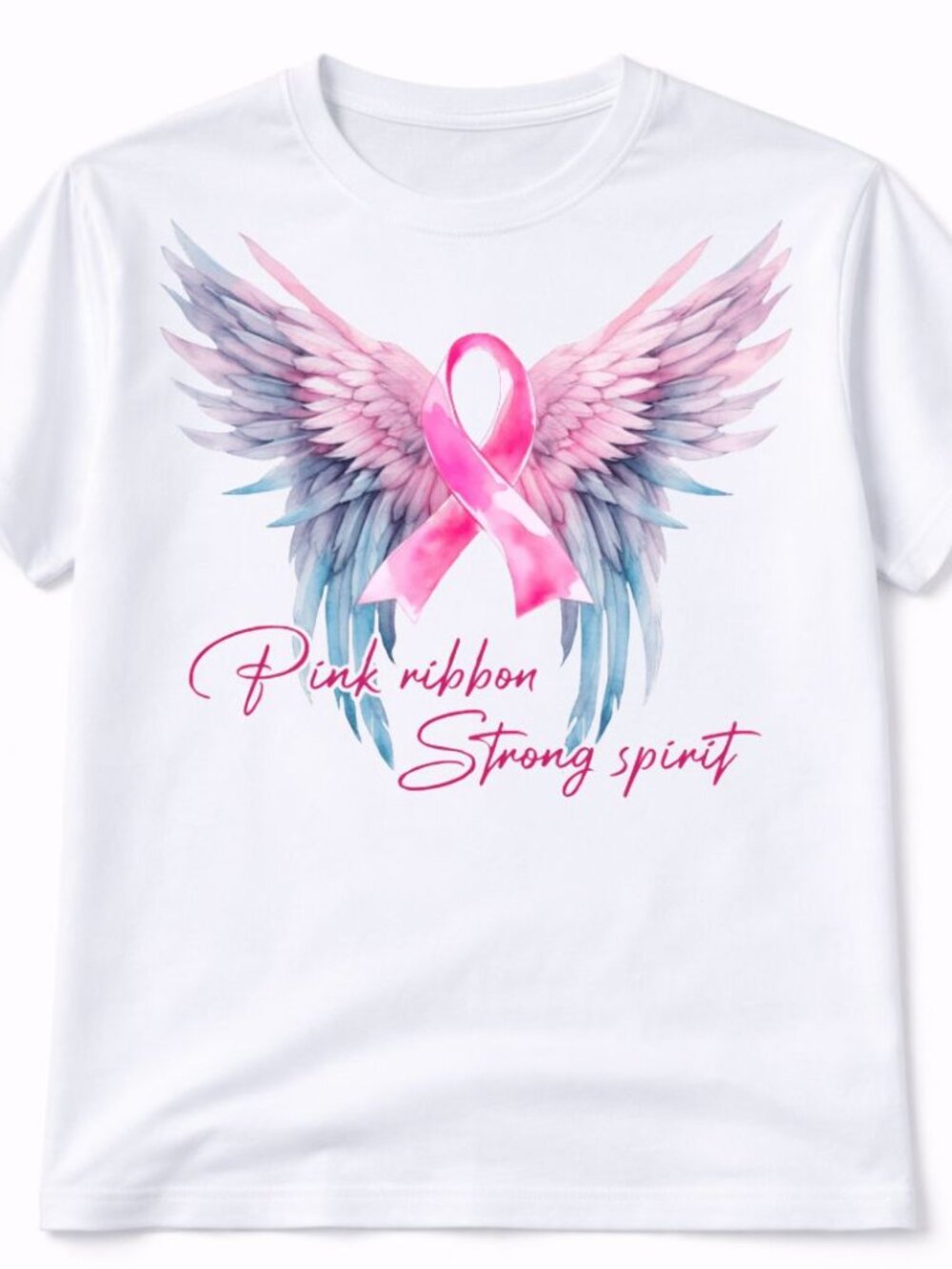 Pink Ribbon Breast Cancer Graphic T-Shirt Trendy Boutique Style Tee Womens White